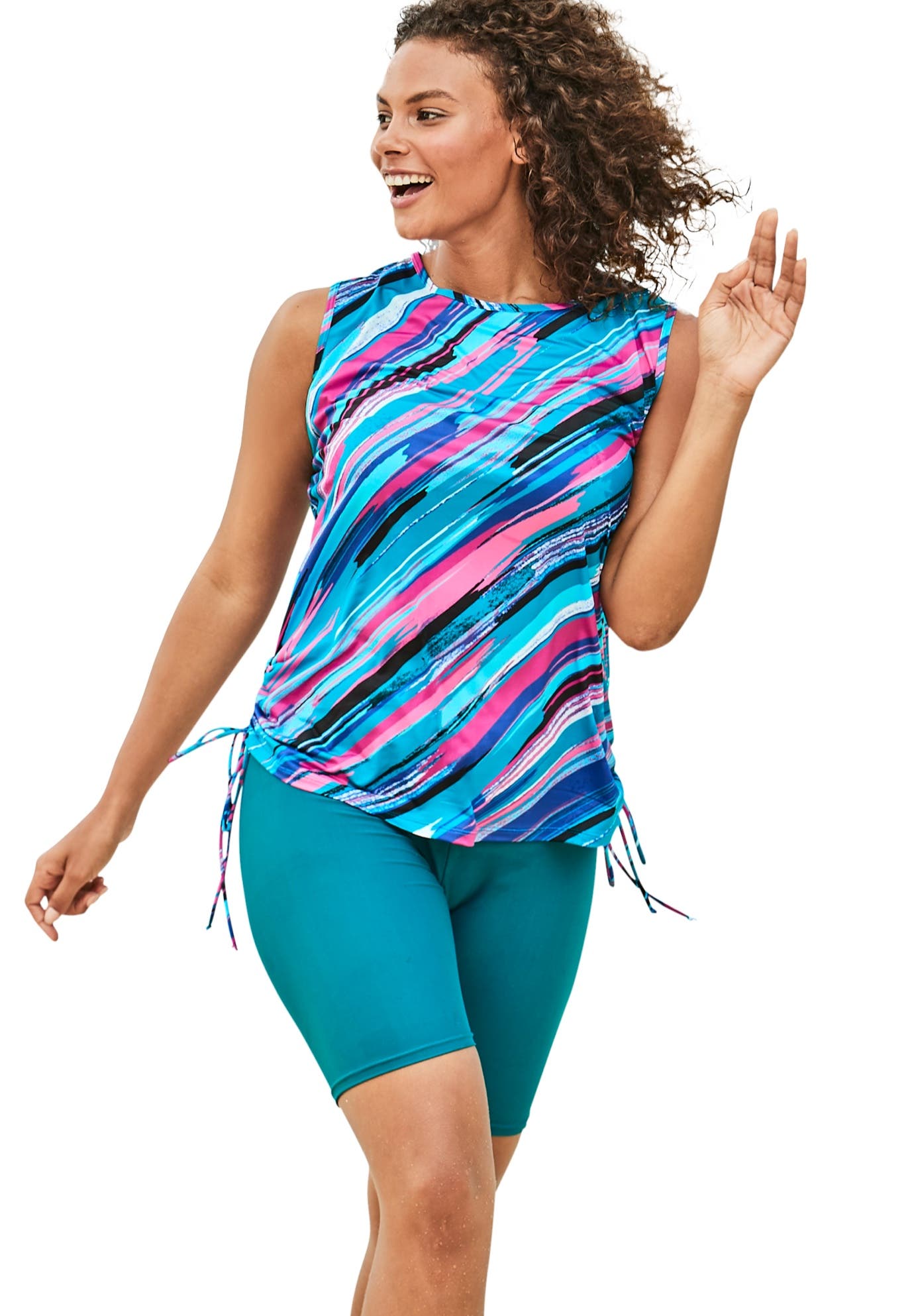 TEAL PAINTERLY STRIPES