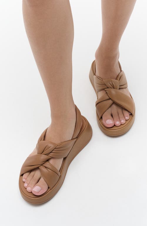 Fitflop F-mode Knot Slingback Platform Wedge Sandal In Classic Tan