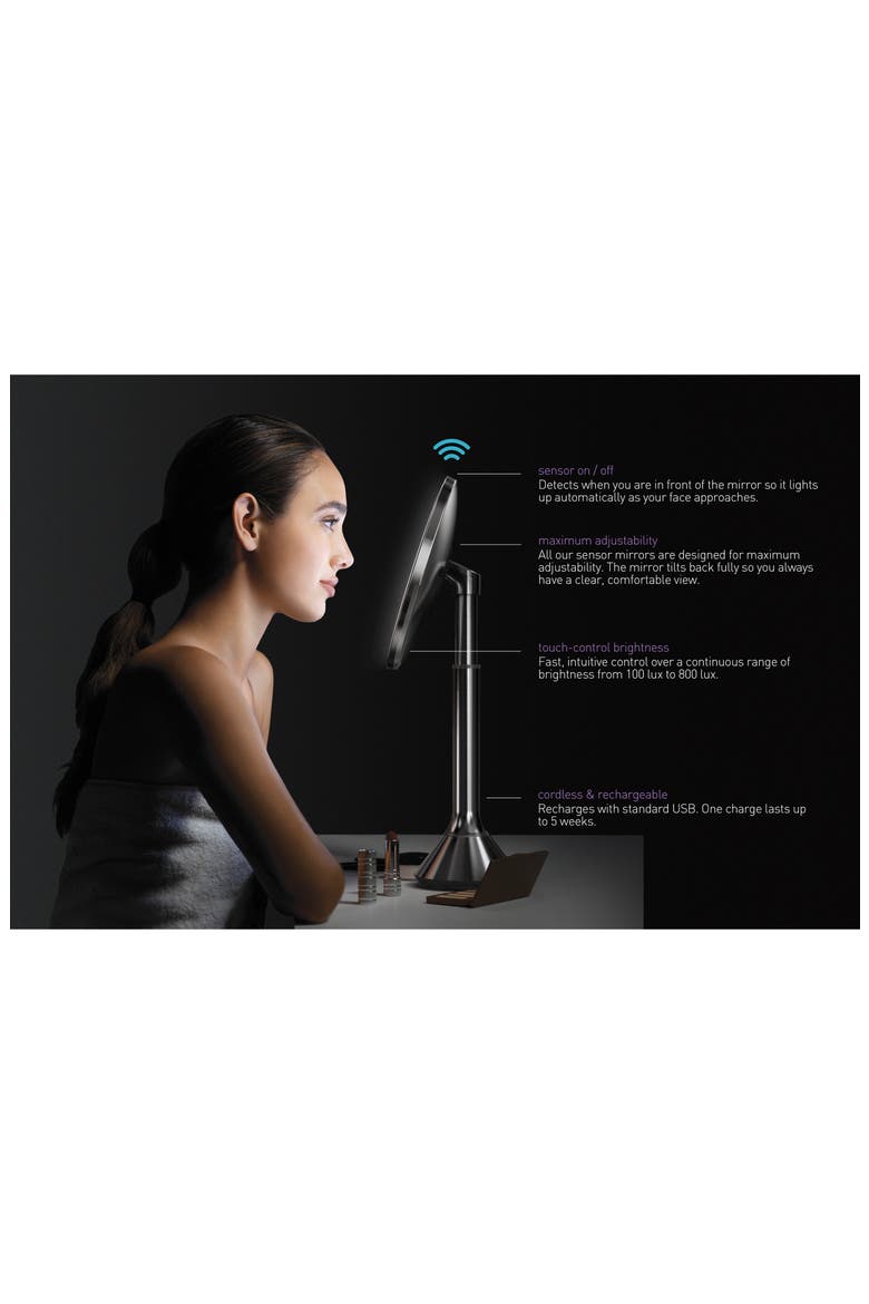 8-Inch Sensor Mirror with Brightness Control, Alternate, color, BRUSHED STAINLESS STEEL