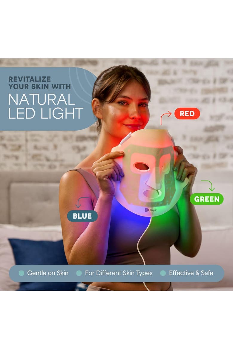 Silicone LED Face Mask Redlight therapy with RBG light Portable LED mask, Alternate, color, White