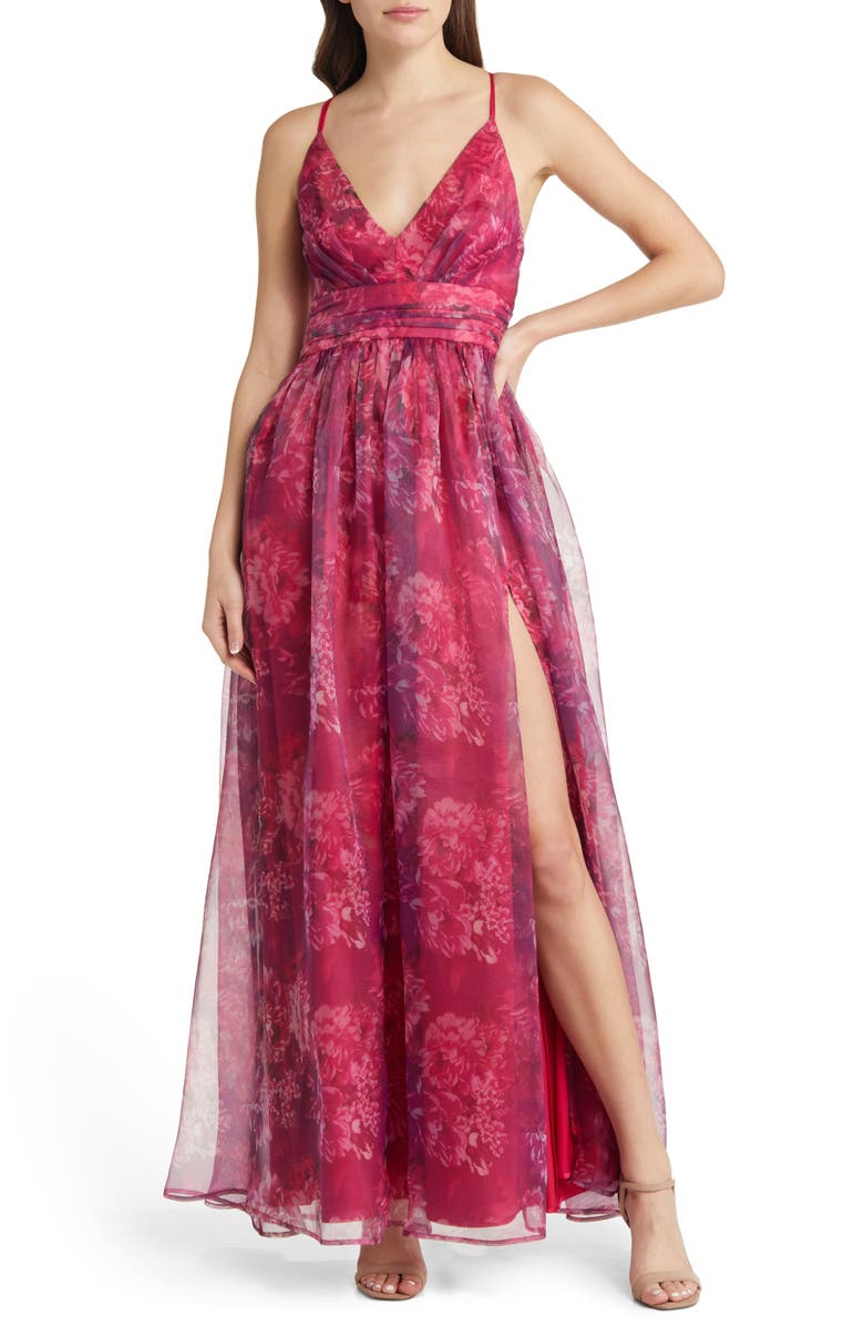 Lulus Romance That Wows Floral Organza Gown, Main, color, 
