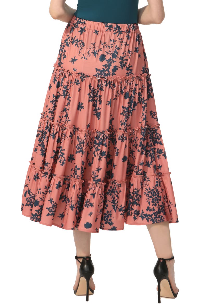 Women's Tiered Midi Skirt, Alternate, color, Coral
