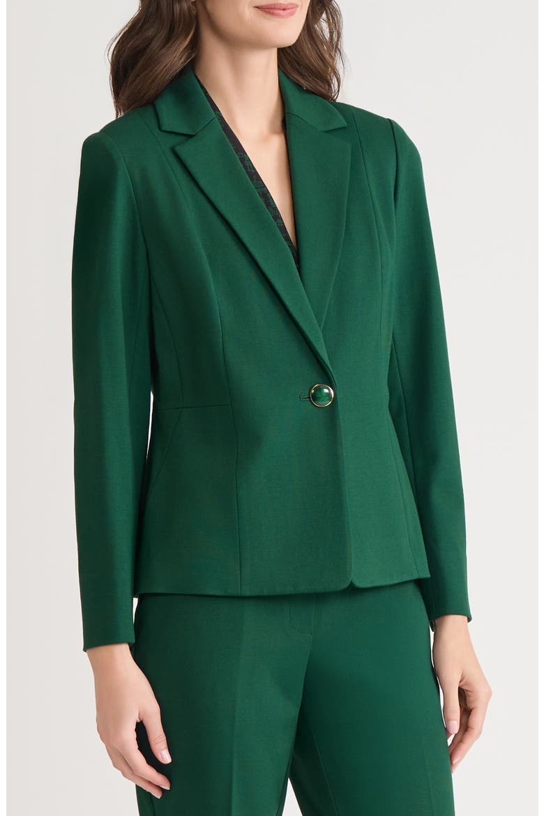 One-Button Seamed Waist Blazer, Alternate, color, EVERGREEN