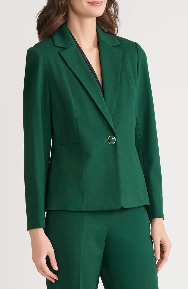 KASPER One-Button Seamed Waist Blazer, Alternate, color, Evergreen
