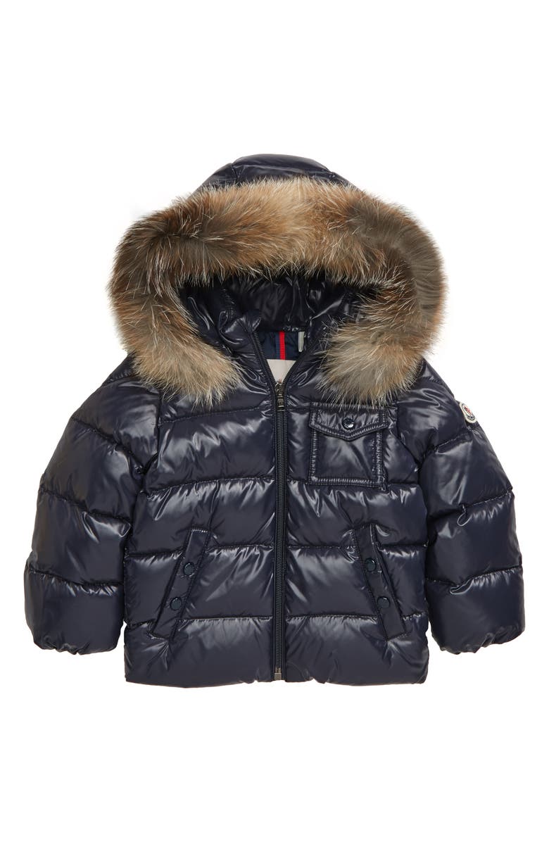 Moncler K2 Water Resistant Hooded Down Jacket with Genuine Fox Fur Trim, Main, color, 