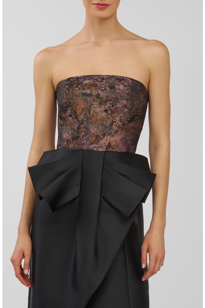 Vanessa Strapless Column Gown, Alternate, color, CARBON MULTI