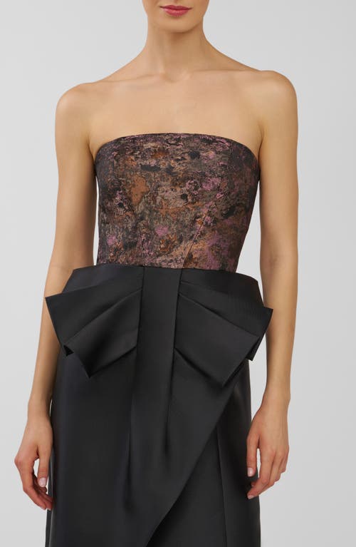 Kay Unger Vanessa Strapless Column Gown In Multi