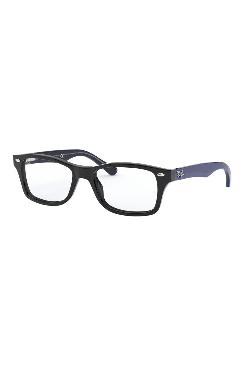 Kids' 48mm Rectangular Optical Glasses, Alternate, color, BLACK