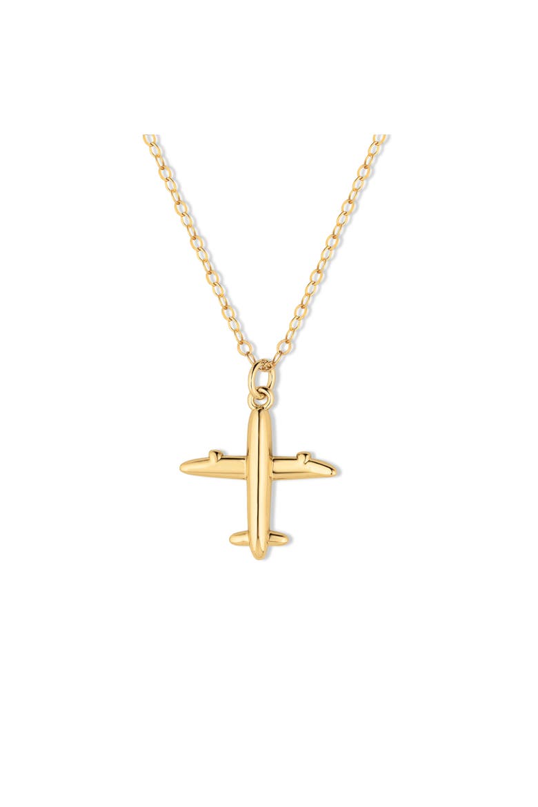 Catch Flights and Feelings Airplane Necklace, Gold Filled, Main, color, Gold
