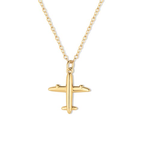 Catch Flights and Feelings Airplane Necklace, Gold Filled