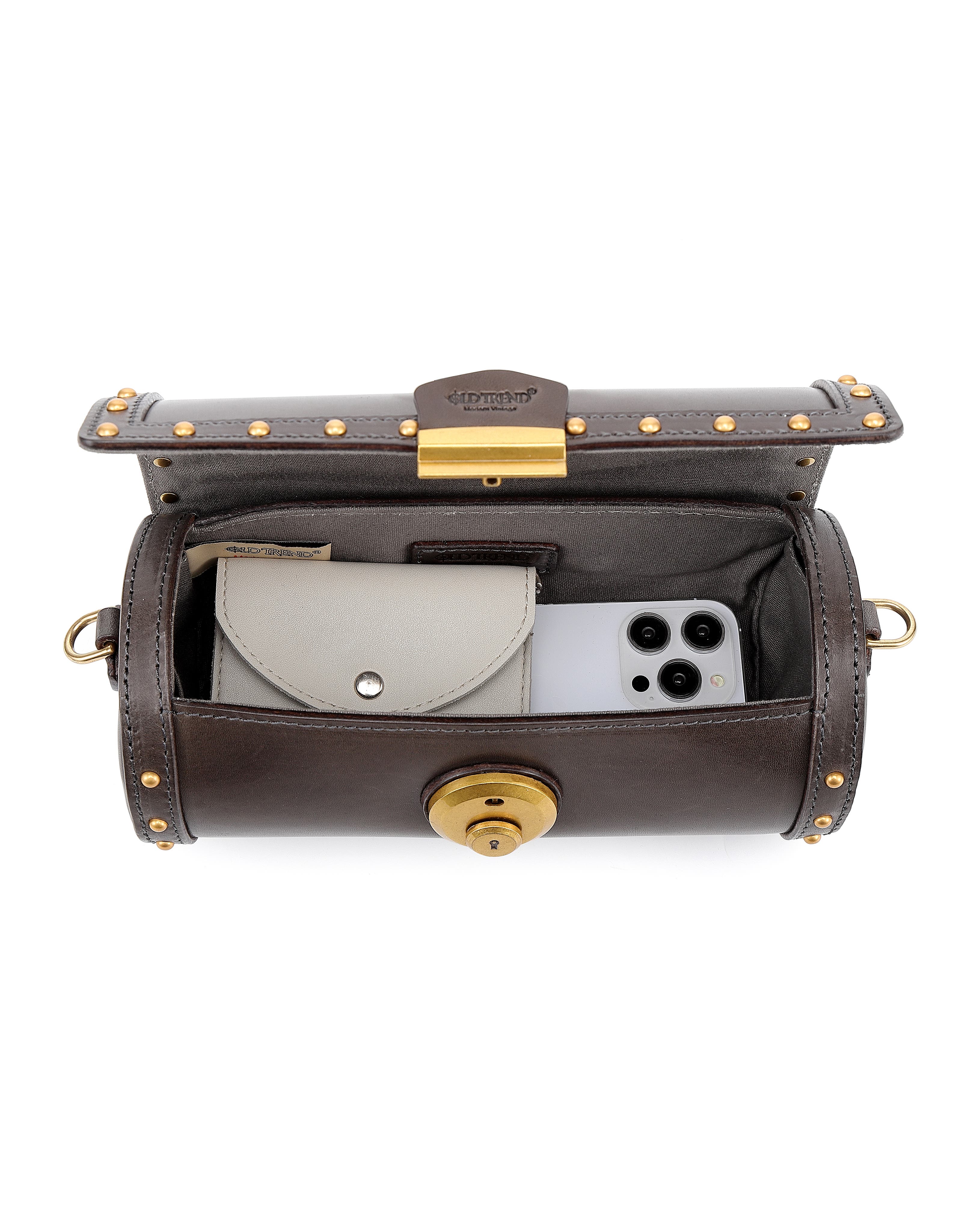 Oranda Genuine Leather Structured Barrel Bag, Alternate, color, Slate