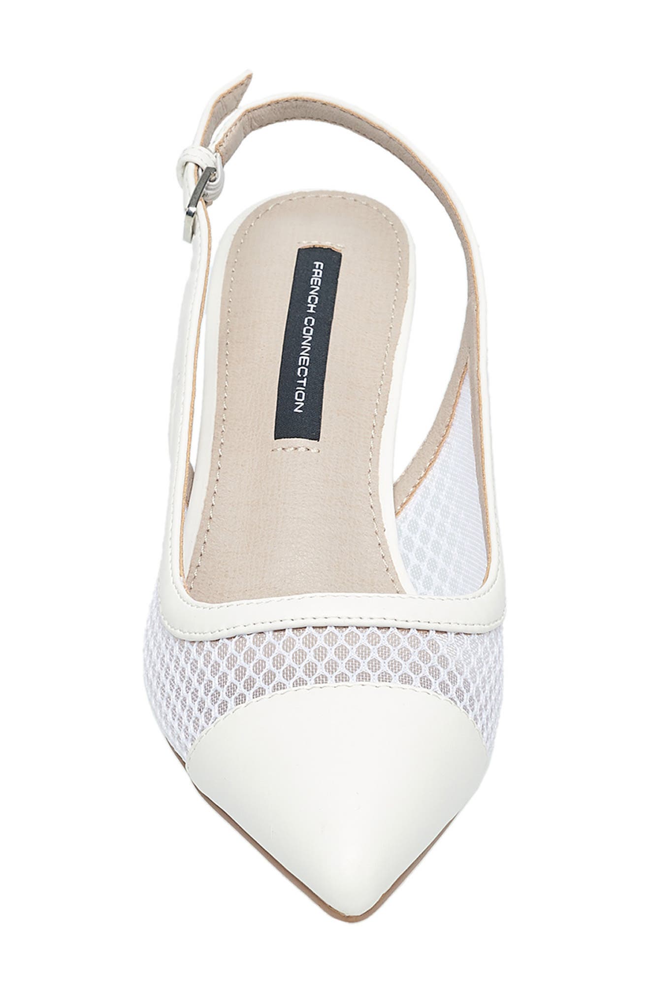 French Connection Sevra Mesh Slingback Pump, Alternate, color, White