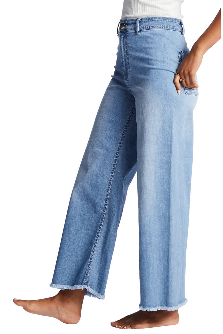 Free Fall Fray Hem Stretch Wide Leg Jeans, Alternate, color, SURF SPRAY