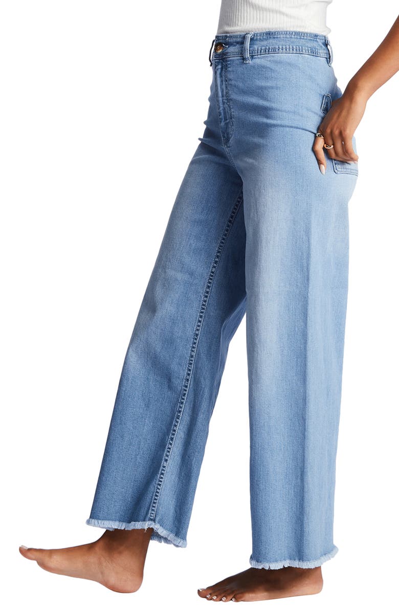 Billabong Free Fall Fray Hem Stretch Wide Leg Jeans, Alternate, color, Surf Spray