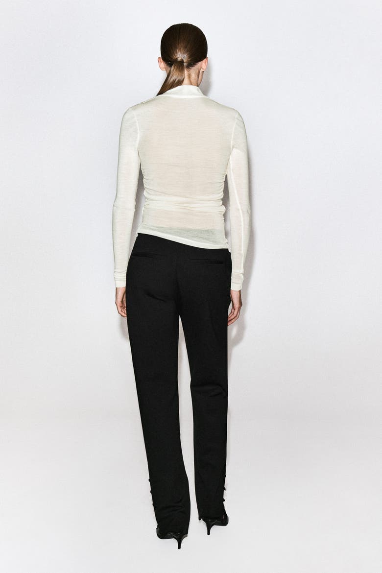 Wrap-over Merino Wool Top, Alternate, color, CREAM