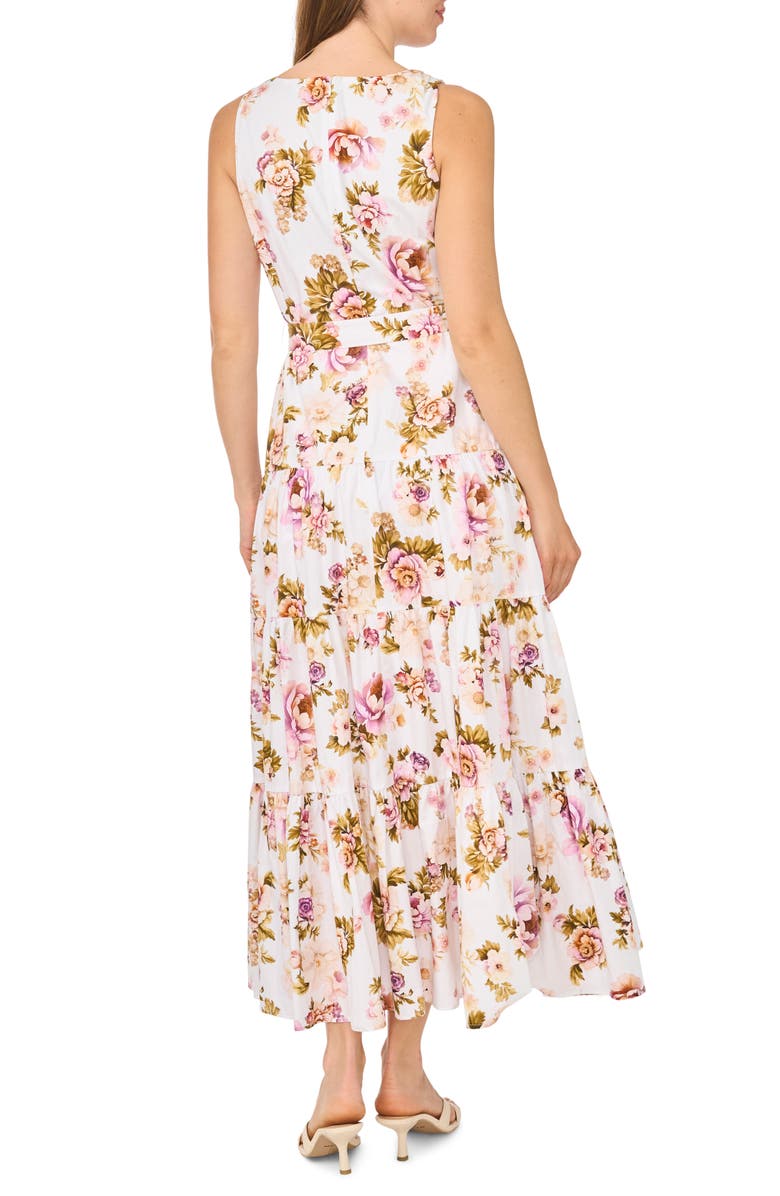 Ted Baker Floral Sleeveless Belted Cotton Maxi Dress, Alternate, color, Ultra White