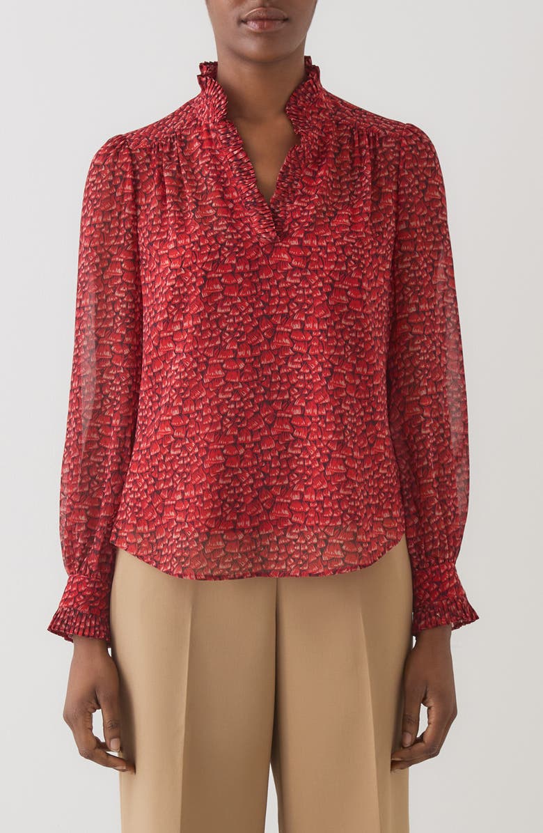 LK Bennett Suzette Pleat Top, Main, color, Red