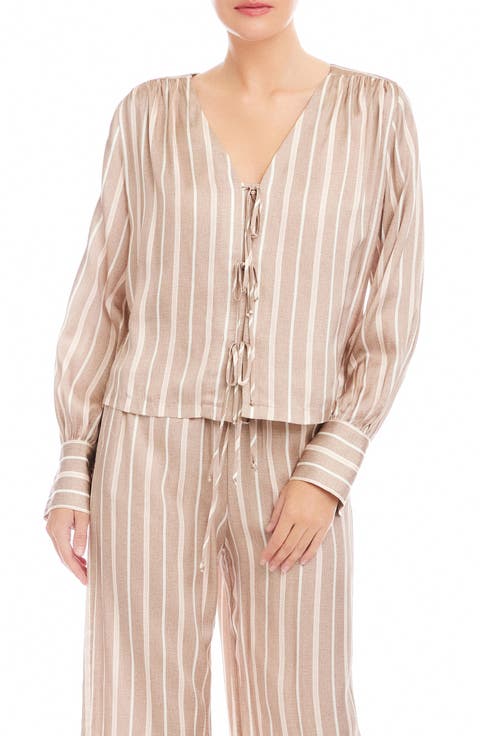 Kayla Stripe Tie Front Shirt