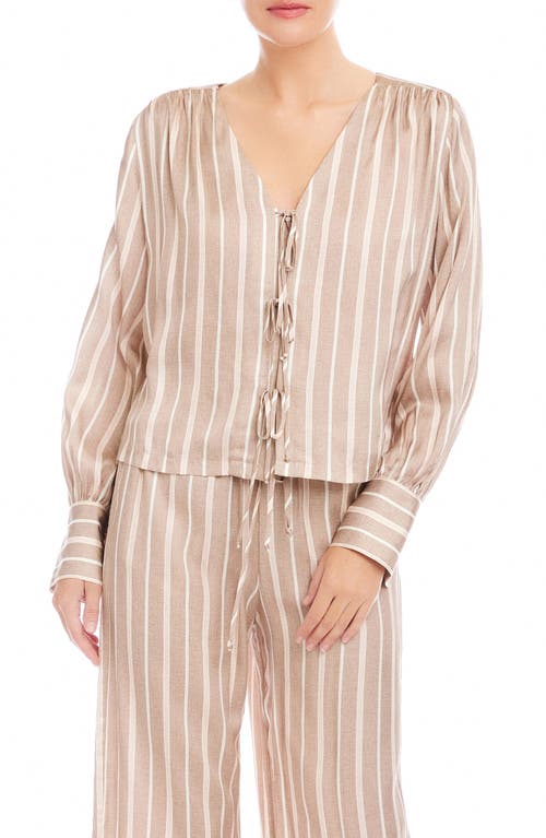 FIFTEEN TWENTY Kayla Stripe Tie Front Shirt in Khaki at Nordstrom, Size Medium