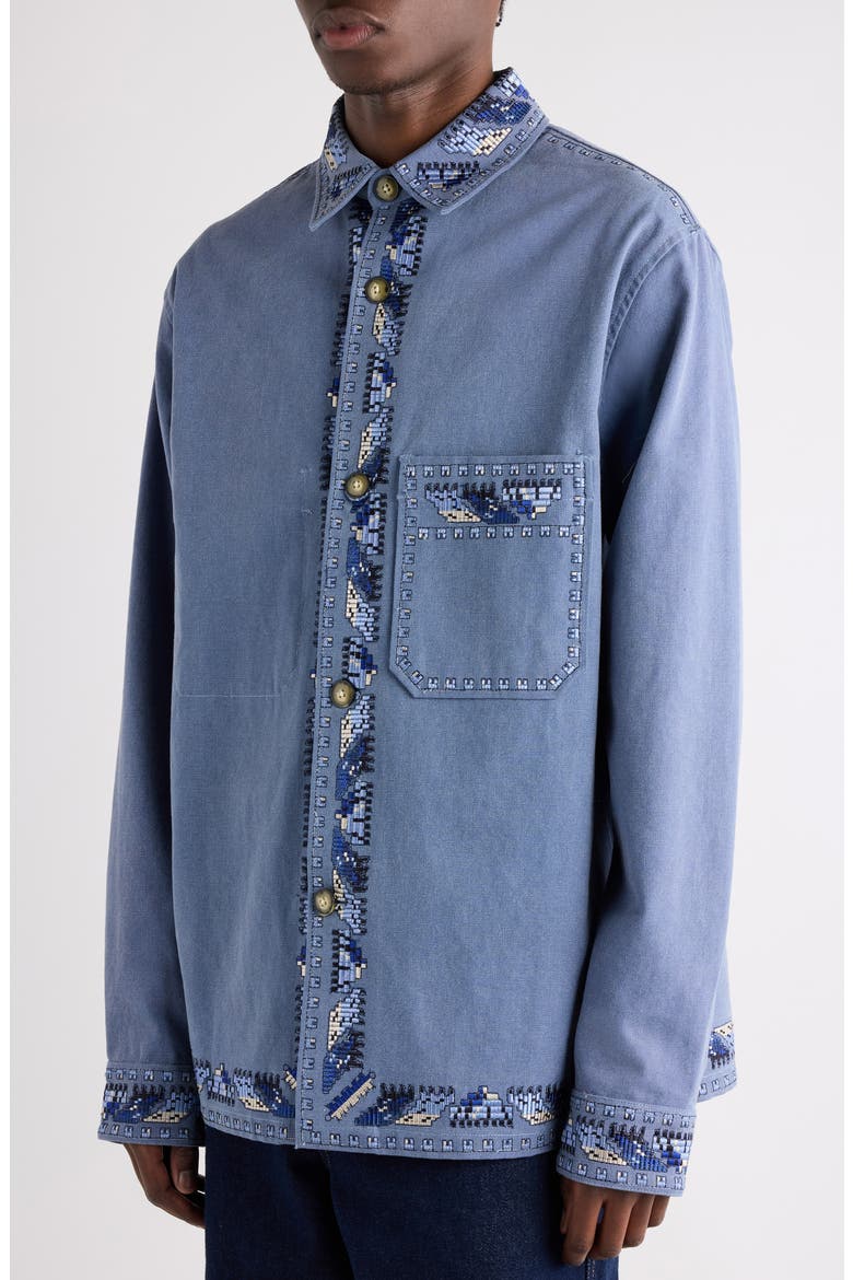 Rudy Embroidered Cotton Shirt Jacket, Alternate, color, FADED BLUE