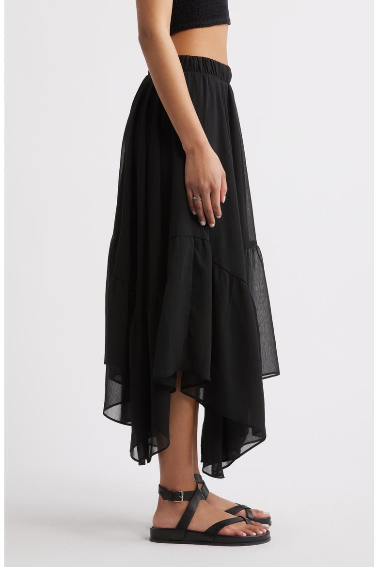 Boho Ruffle Trim Maxi Skirt, Alternate, color, BLACK