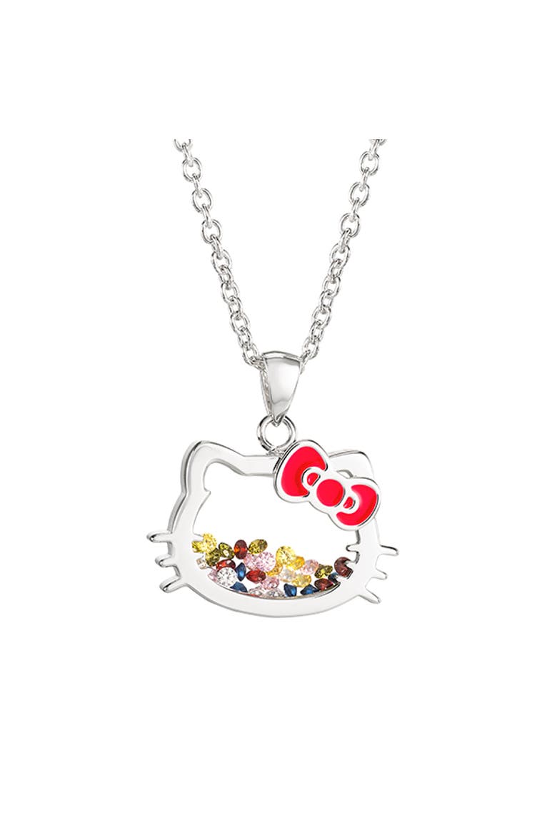 Silver Plated Shaker Pendant Necklace, 18", Main, color, Silver, white, red