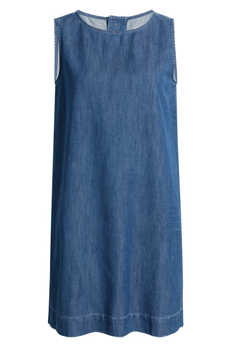 Shell Sleeveless Denim Shift Dress, Alternate, color, DISTRESSED INDIGO WASHED DENIM