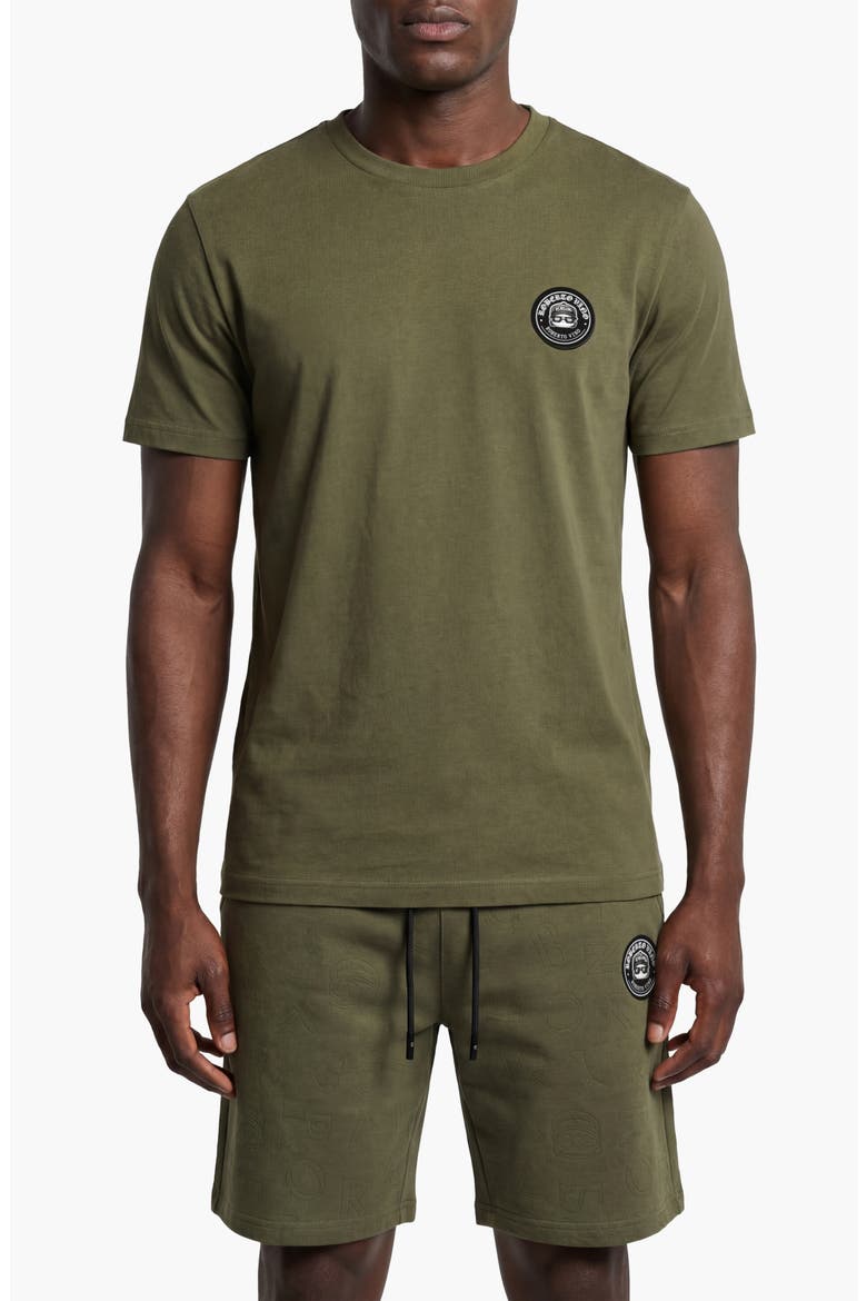 RV Monogram Tonal Print Tee & Shorts Set, Main, color, Olive Green