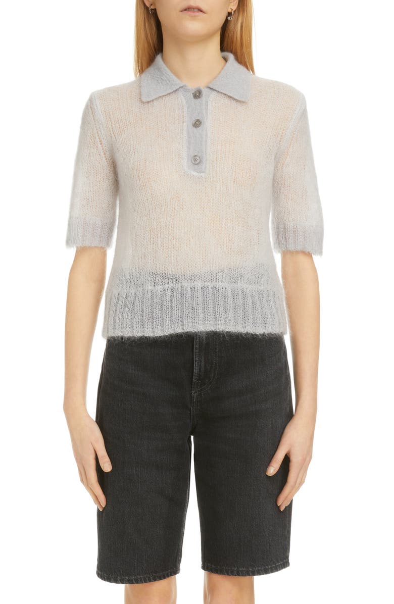 Acne Studios Kleah Double Mohair Blend Polo Sweater, Main, color,