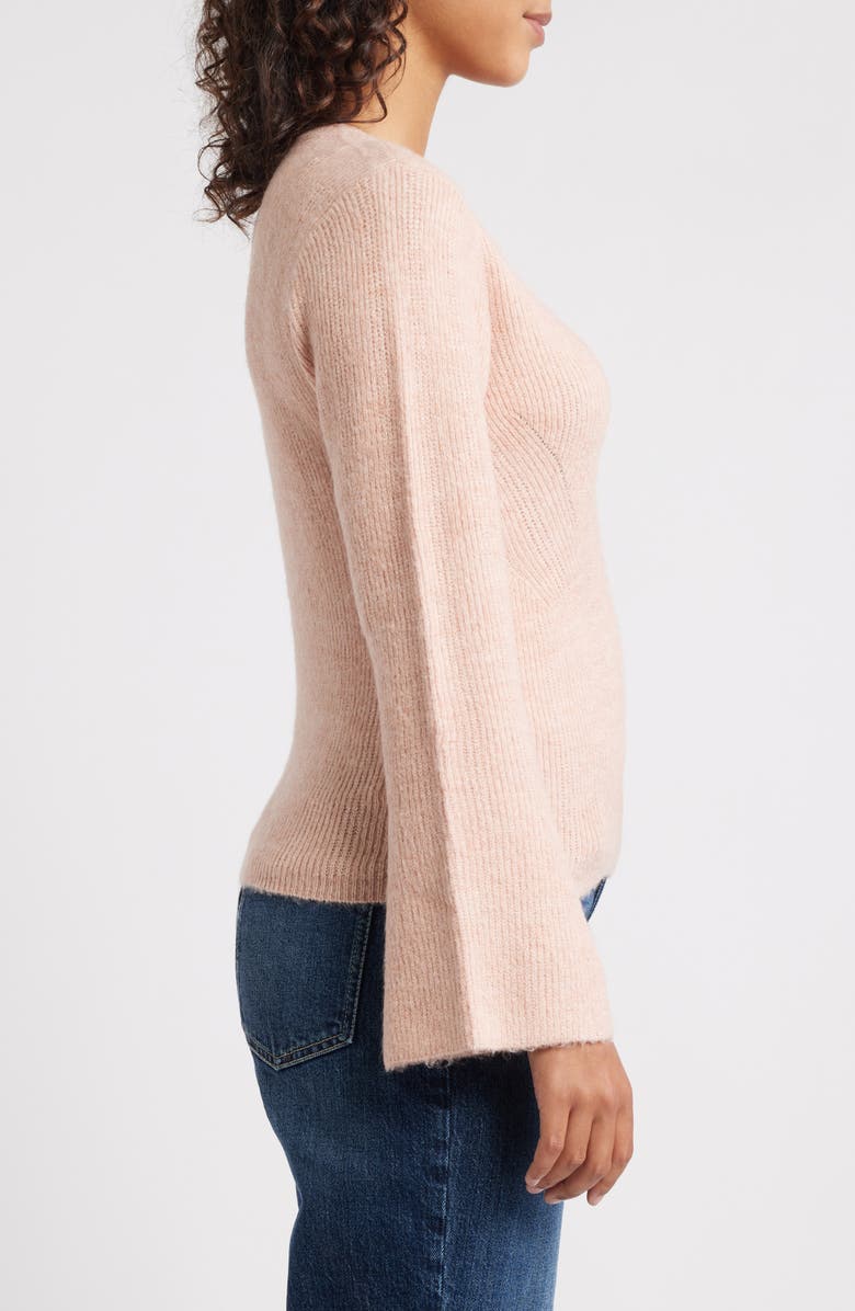 Wit & Wisdom Bell Sleeve Henley Sweater, Alternate, color, Rose Quartz