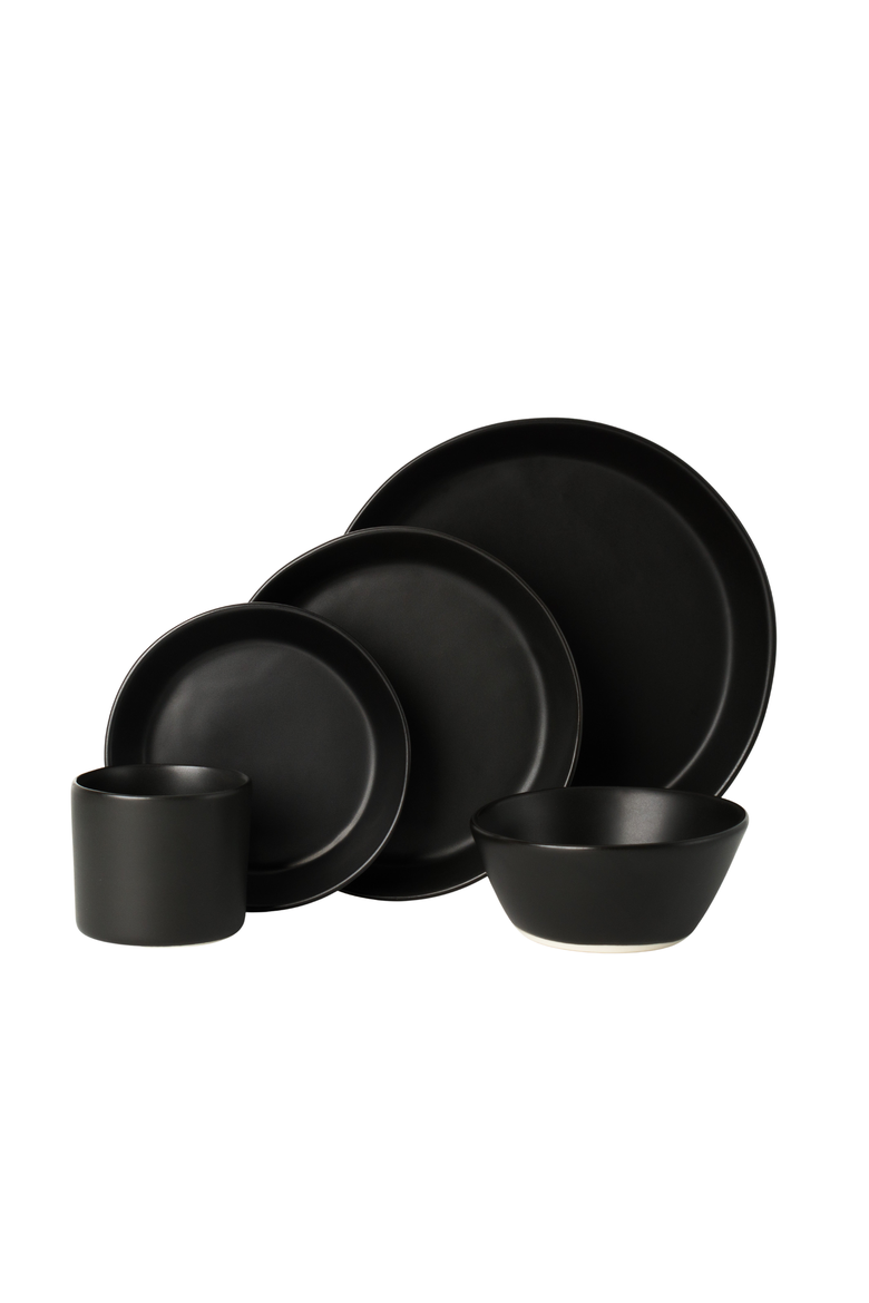 Skali Coupe Dinnerware Set, Main, color, Matte Black 5 Piece