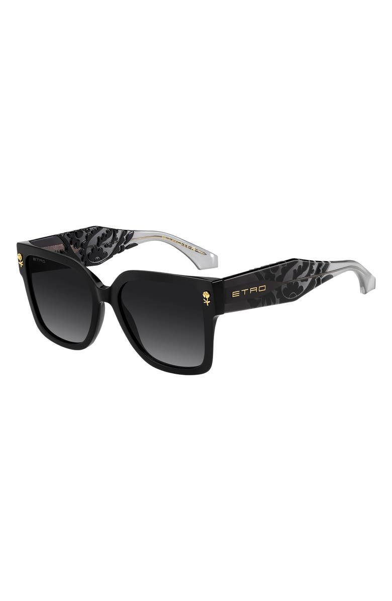 Etro 57mm Square Sunglasses, Alternate, color, Black/ Dark Grey Sf