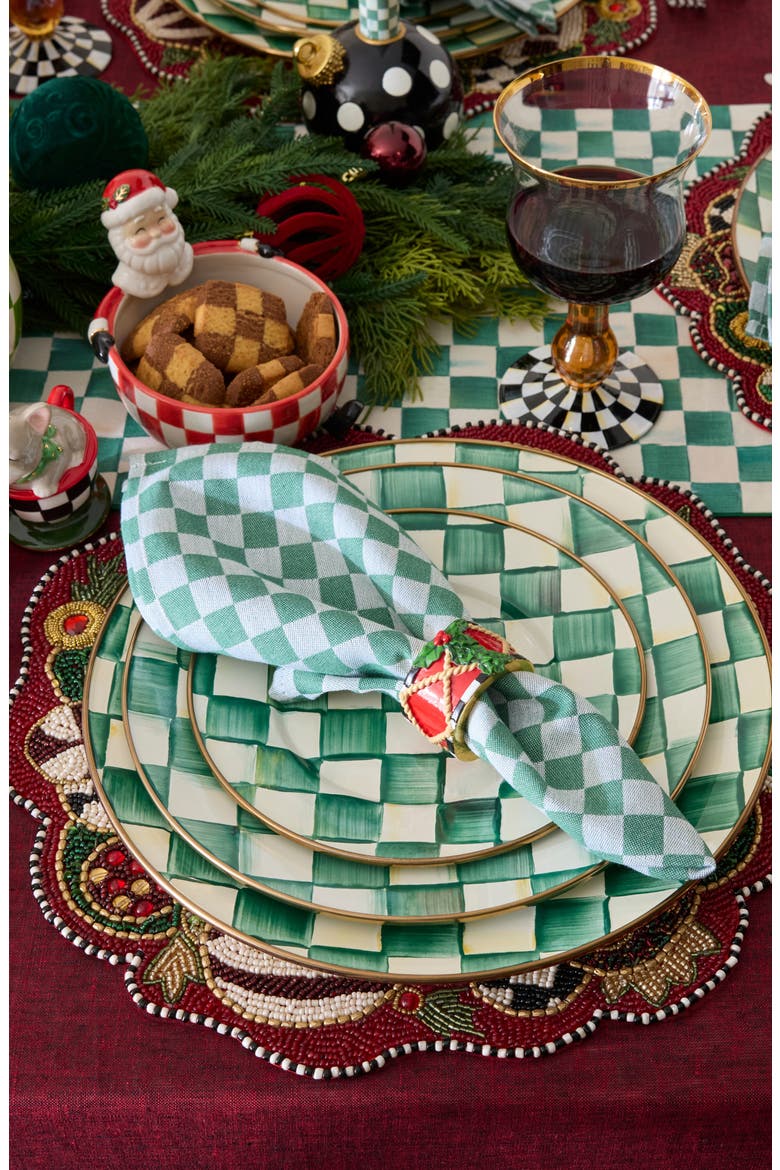Jolly Ornaments Beaded Placemat, Alternate, color, RED