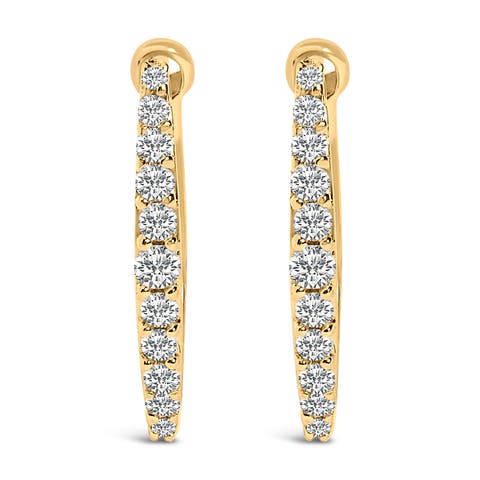 10K Gold 1/4 Cttw Lab Grown Diamond Heart Shaped Huggy Hoop Earrings