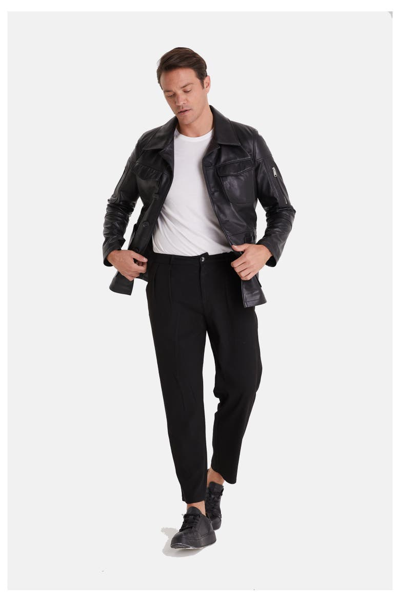 Cedric Leather Jacket, Alternate, color, Black