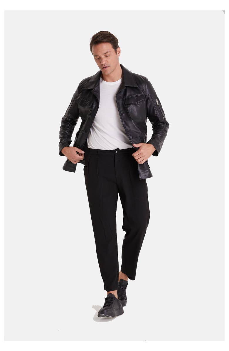 Furniq UK Cedric Leather Jacket, Alternate, color, Black