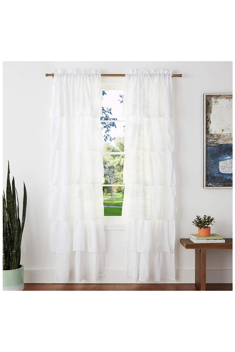 Carnival Pleated Set of 2 Panel Curtains, Main, color, WHITE