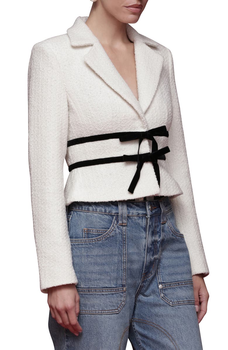 Avec Les Filles Bow Tweed Crop Jacket, Alternate, color, Ivory