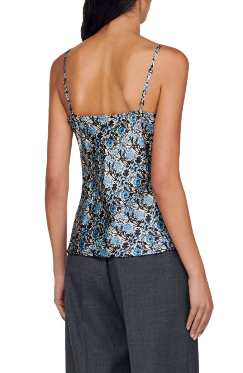 SANDRO Dantin Floral Lace Trim Satin Camisole, Alternate, color,