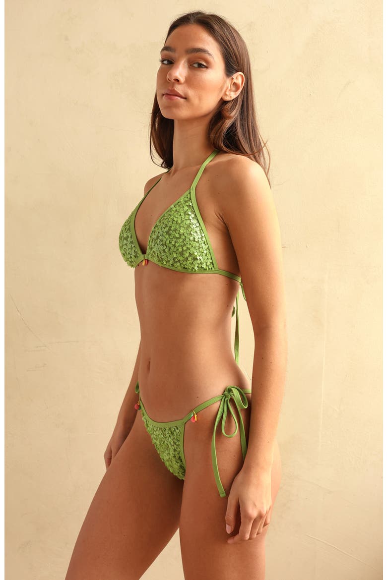 Prince Triangle Bikini Top, Alternate, color, Moss Green