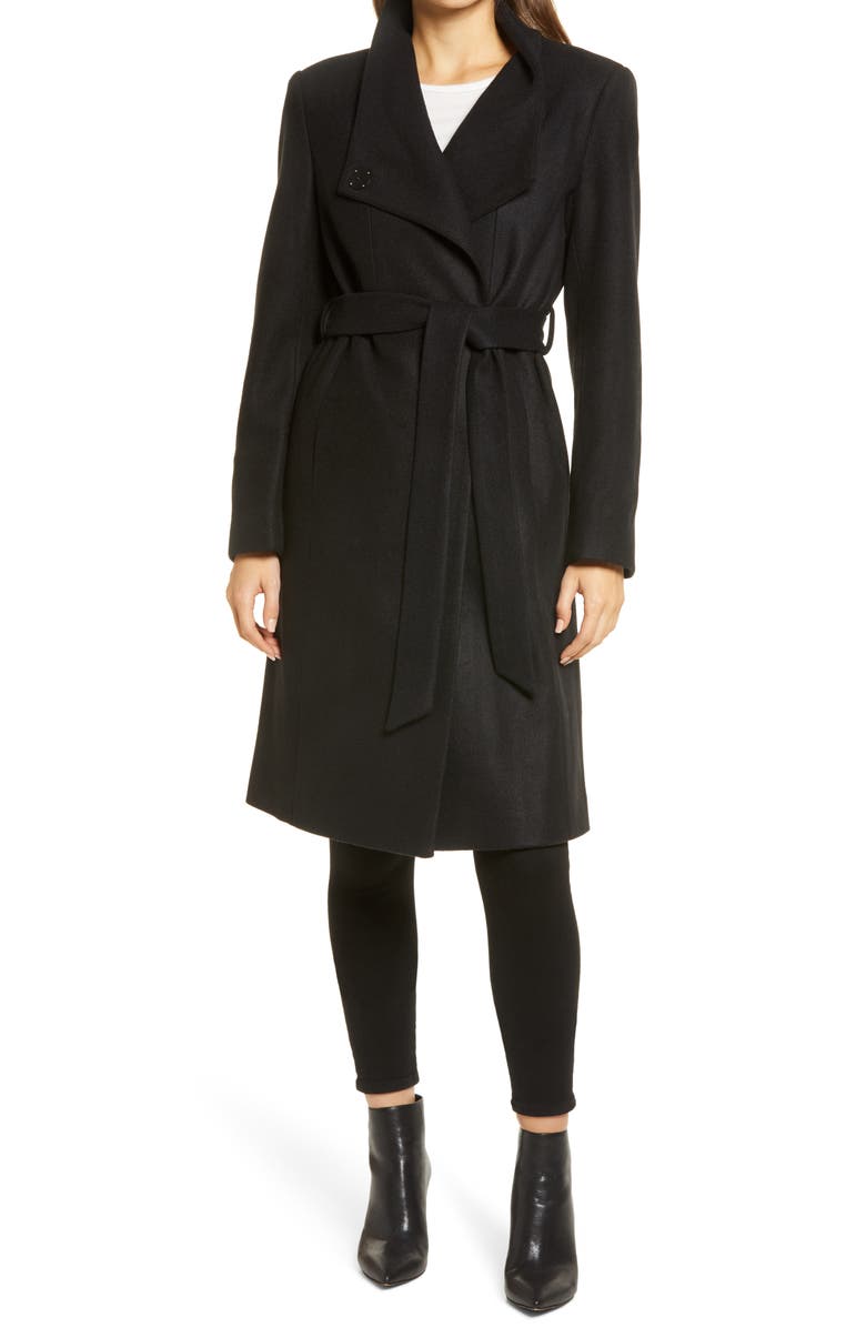 Bernardo Belted Wrap Coat, Main, color,
