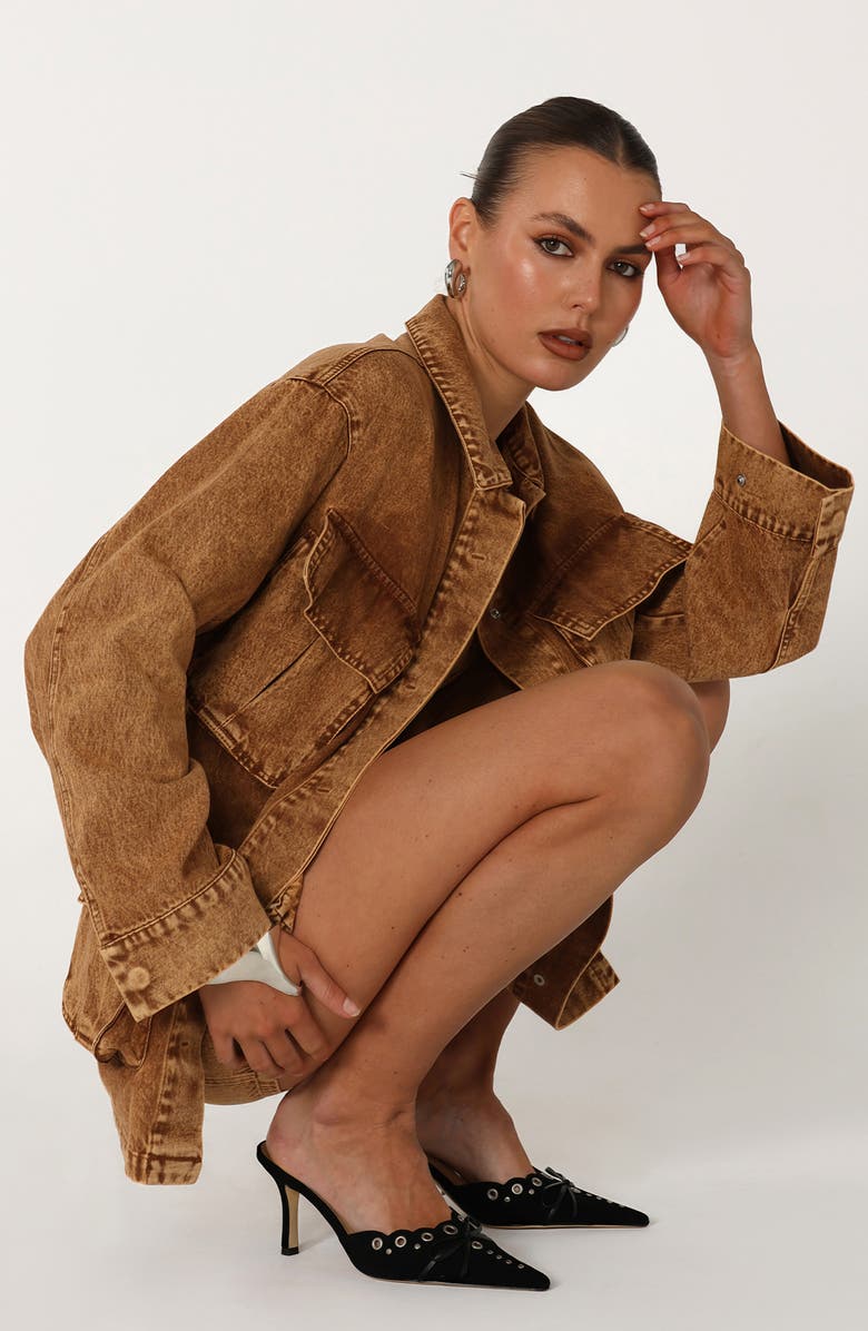 BY.DYLN Tate Denim Utility Jacket, Alternate, color, Brown Acid Wash