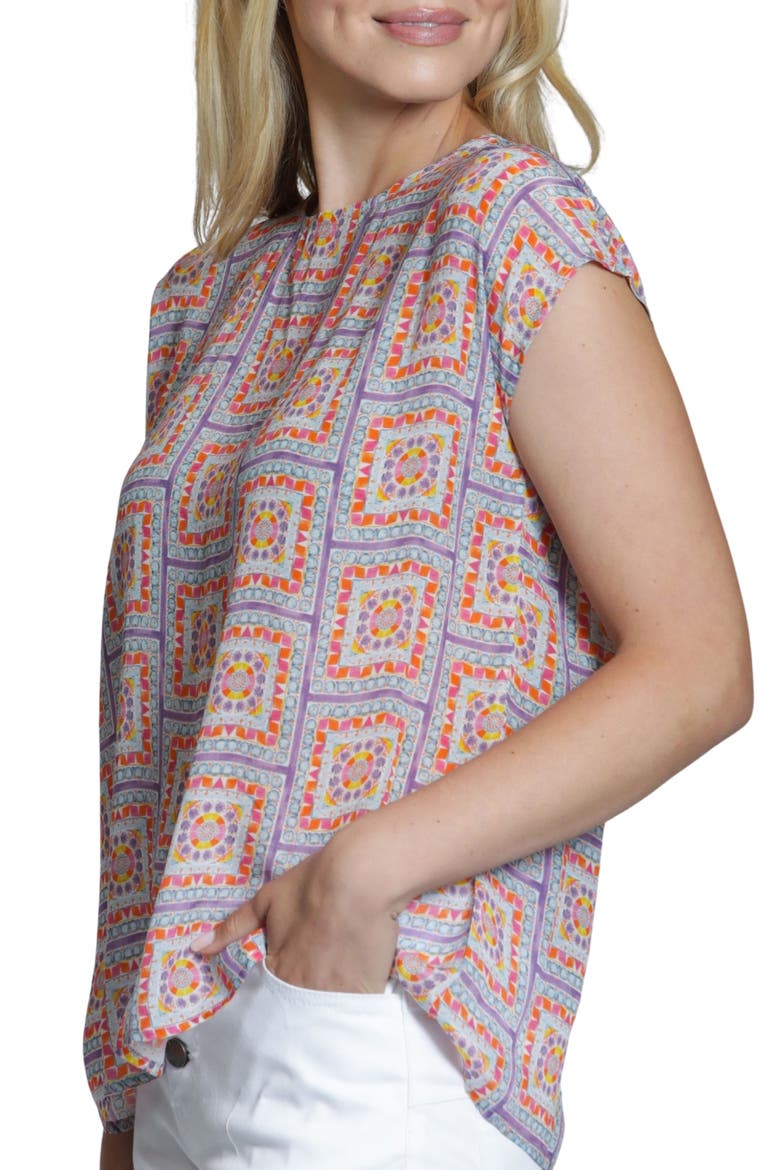 Print Cap Sleeve Shell, Alternate, color, LAVENDER MULTI