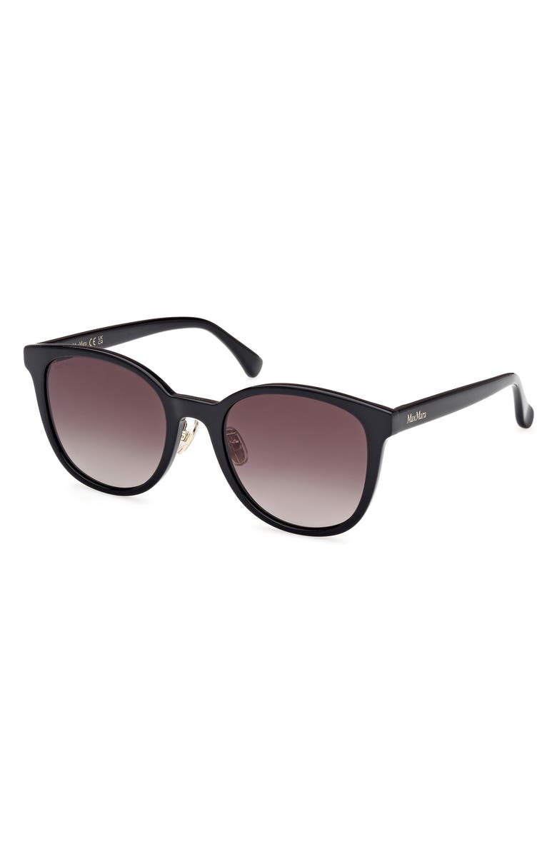 Max Mara 55mm Round Sunglasses, Alternate, color, Shiny Black / Gradient Smoke