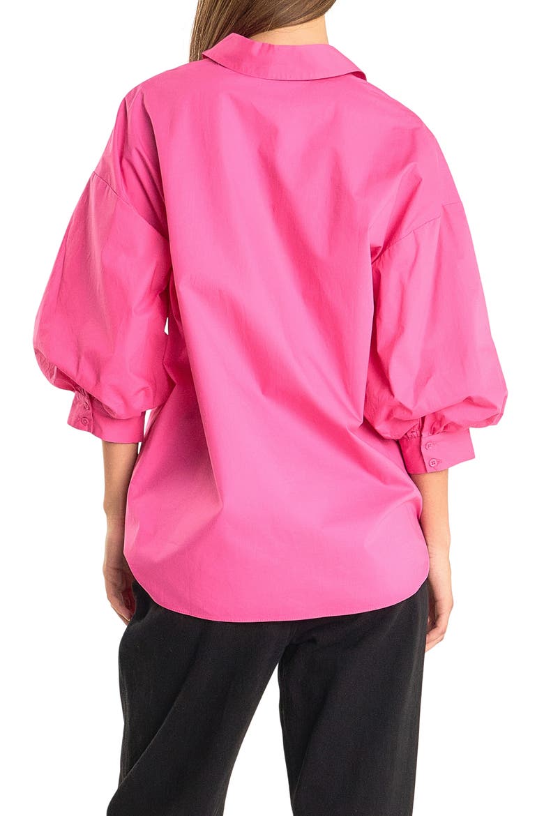 Blouson Sleeve Cotton Shirt, Alternate, color, FUCHSIA