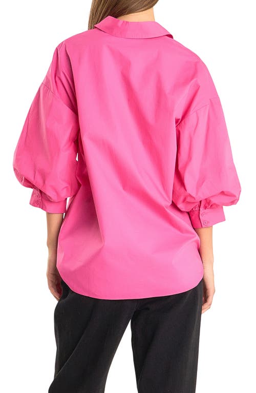 Endless Rose Blouson Sleeve Cotton Shirt In Fuchsia
