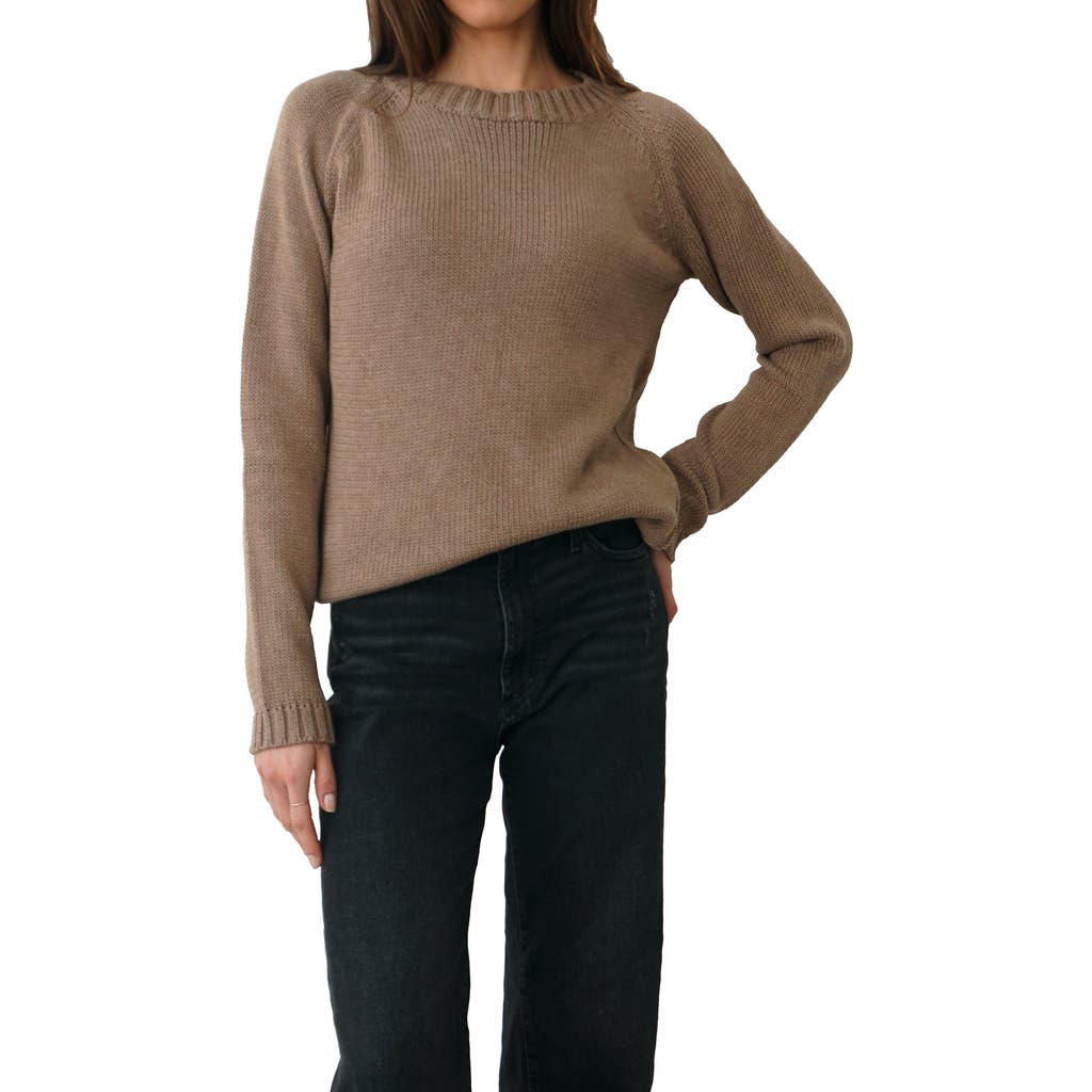 Paneros Clothing Sloane Cotton Crewneck Sweater In Mocha