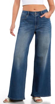 HINT OF BLU Myra Mid Rise Wide Leg Jeans