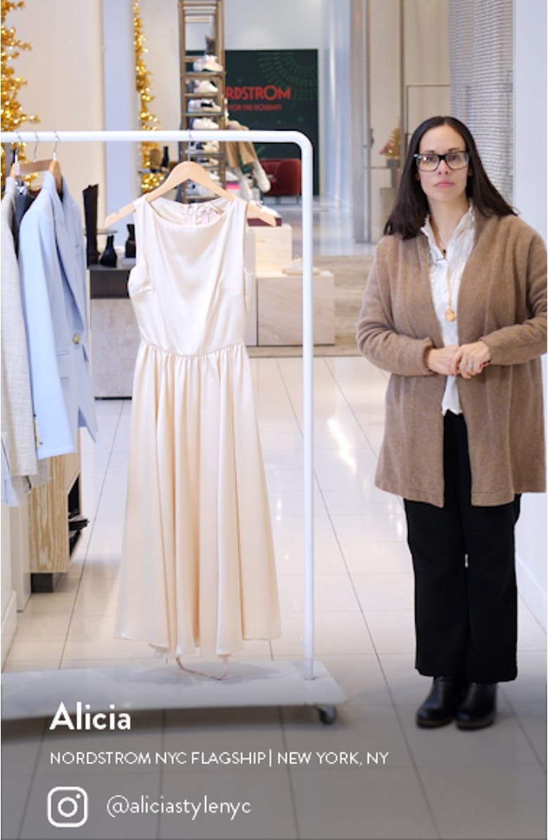 Shayla Satin Midi Cocktail Dress, sales video thumbnail