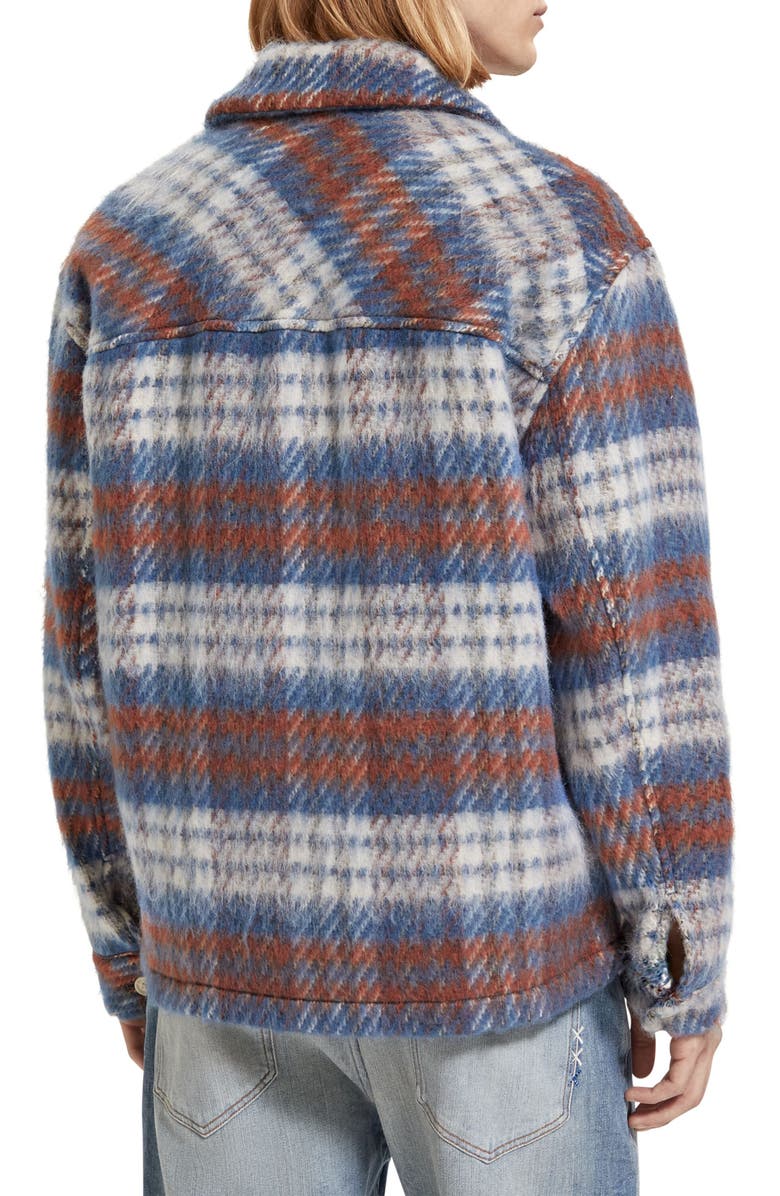 Scotch & Soda Plaid Brushed Flannel Button-Up Overshirt, Alternate, color, 